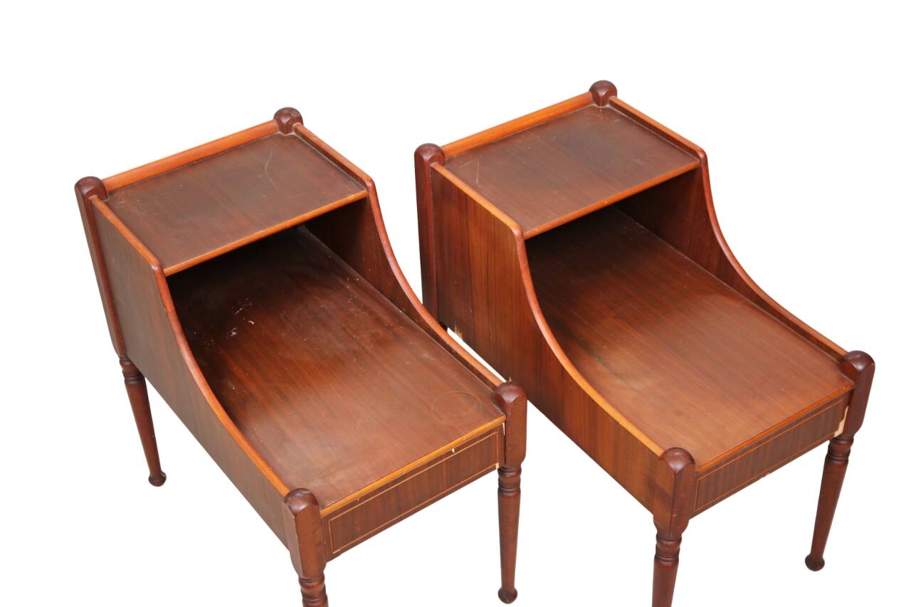 Pair of Vintage Danish Mahogany Bedside Tables – 1950s