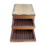 Glass and wood cigarette box