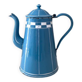 Antique French Enamel Pot, Country Kitchen, Coffee Pot, Brocante