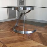 Table Idéee 2000 Eurosteel pied en métal plateau en verre