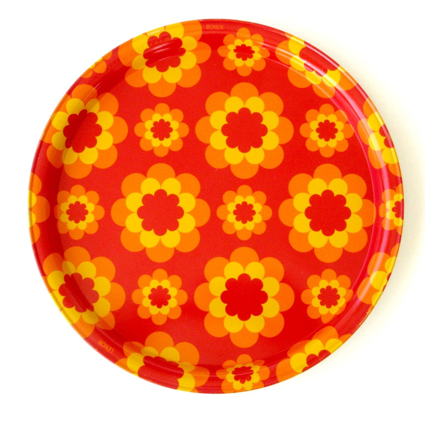 Very vintage metal serving tray from the 70s Orange flowers