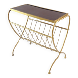 Brass magazine rack with shelf