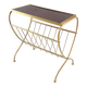 Brass magazine rack with shelf