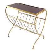 Brass magazine rack with shelf