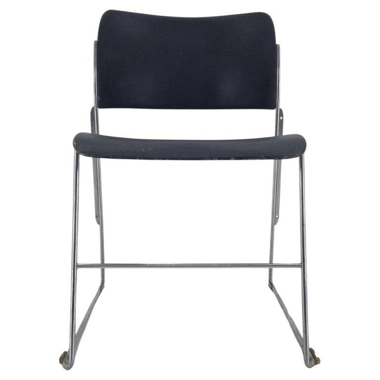 Midcentury David Rowland 40/4 Black and Chrome Side Chair, 1970s