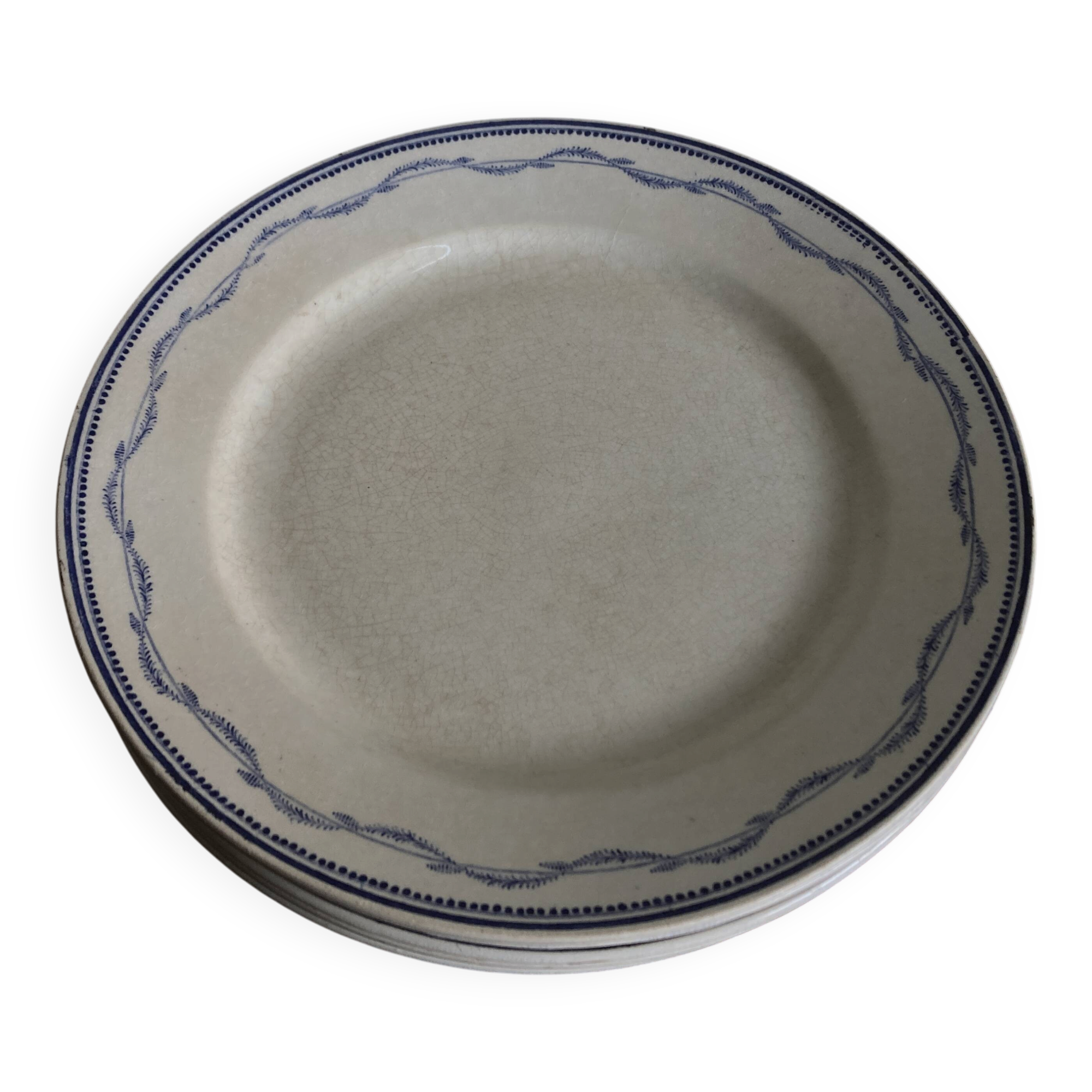 Set of 5 Tournai plates with twig neo-classical design, mid-19th century, ironstone.