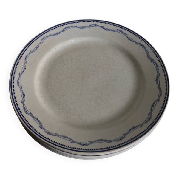 Set de 5 assiettes Tournai aux brindilles néo classique mi 19e terre de fer