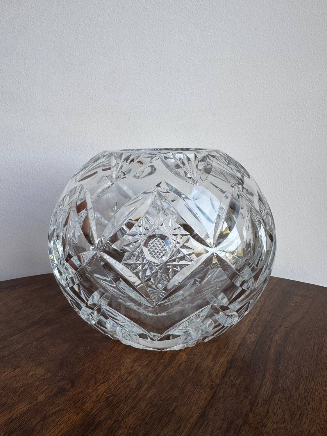 Cut crystal round vase – circa 1950