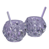 Lot - 2 pieces salt shakers with crystal spoon