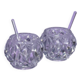 Lot - 2 pièces salerons avec cuillère en cristal
