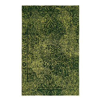 Tapis de laine verte tissé à la main années 1970, 175 cm x 270 cm