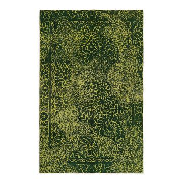 Tapis de laine verte tissé à la main années 1970, 175 cm x 270 cm