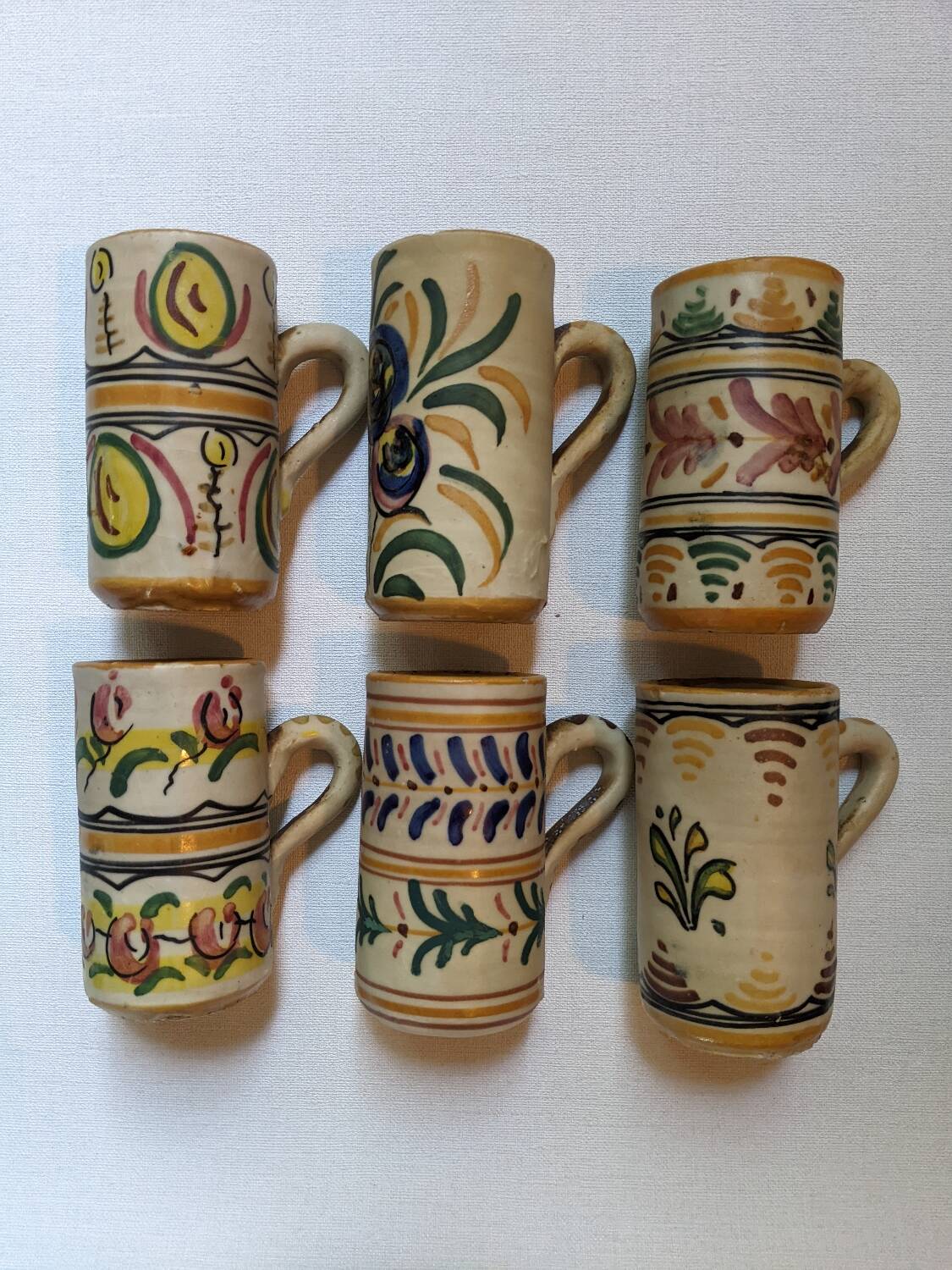 Set of 6 handcrafted ceramic mugs from the Spanish countryside and bohemian style