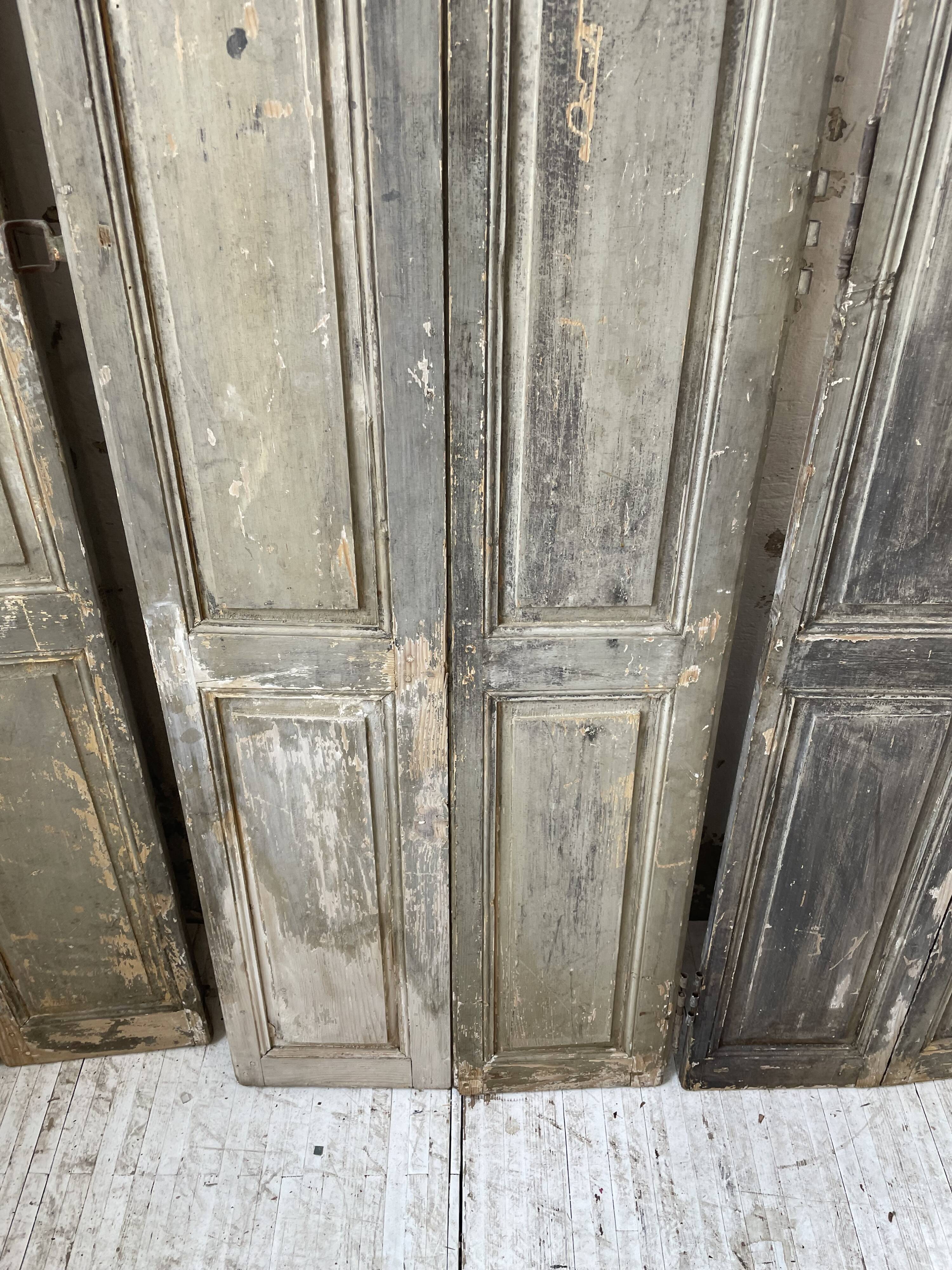 Trio of shutters louvers patina blue gray