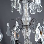Important bronze chandelier, Baccarat crystal, Louis XV style, 1900.