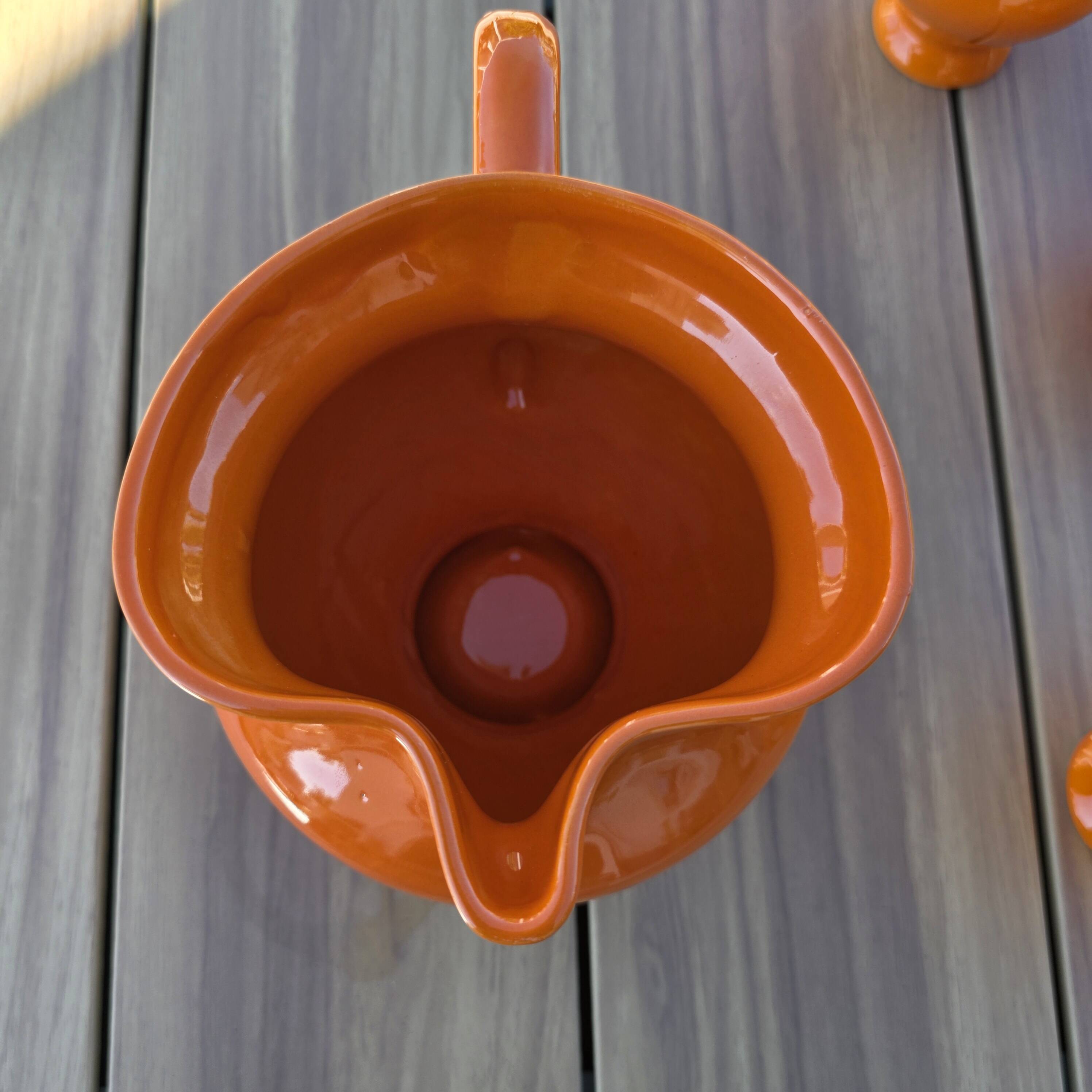 Vintage orangeade service Vallauris – Orange Pop jug + 6 cups