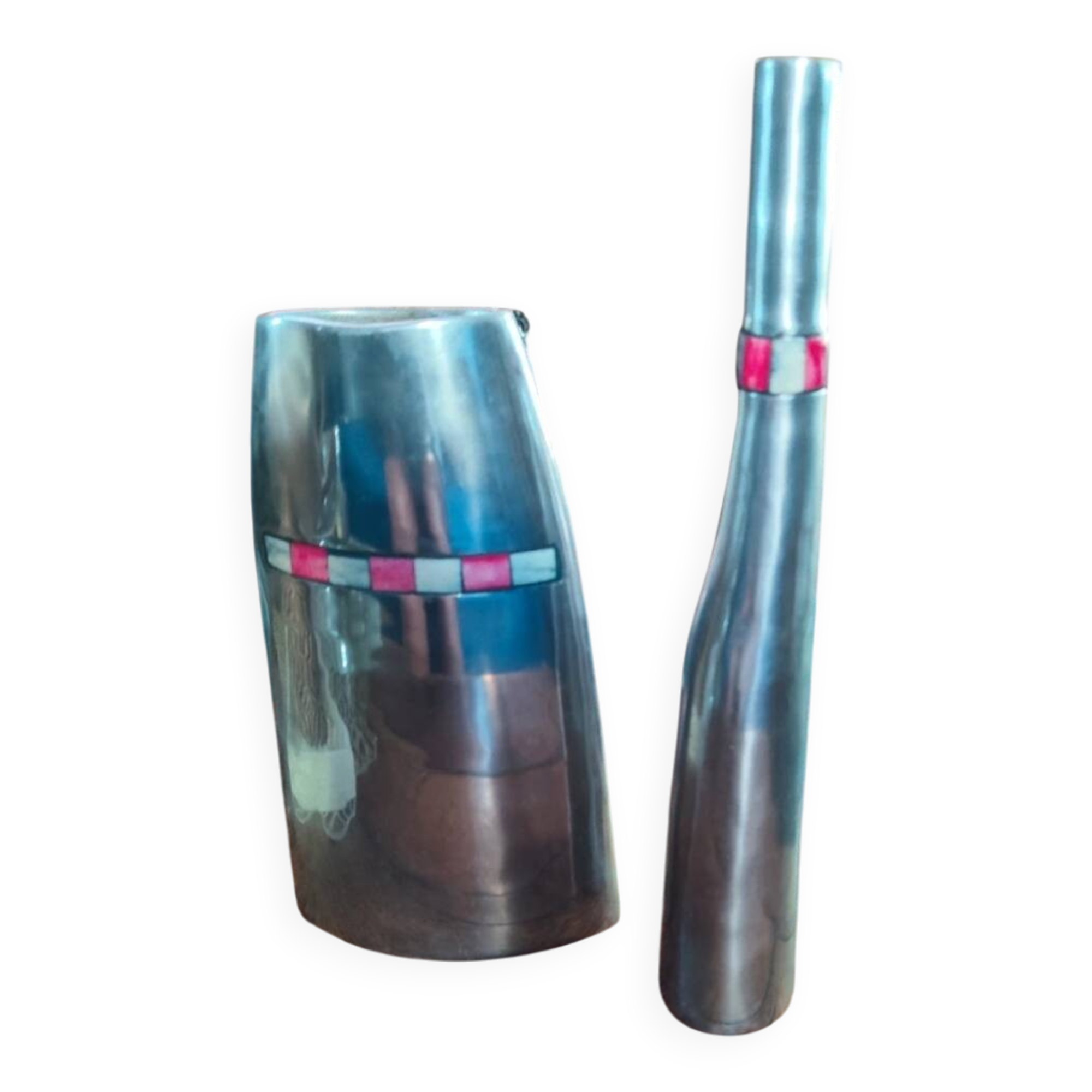 Pair of enamelled modernist vases