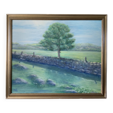 Vintage Original Oil On Canvas Painting Rural Landscape  1995