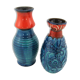 2 red and blue ceramic vases - Bodo Mans Bay Keramik - West Germany Pottery - vintage 60s