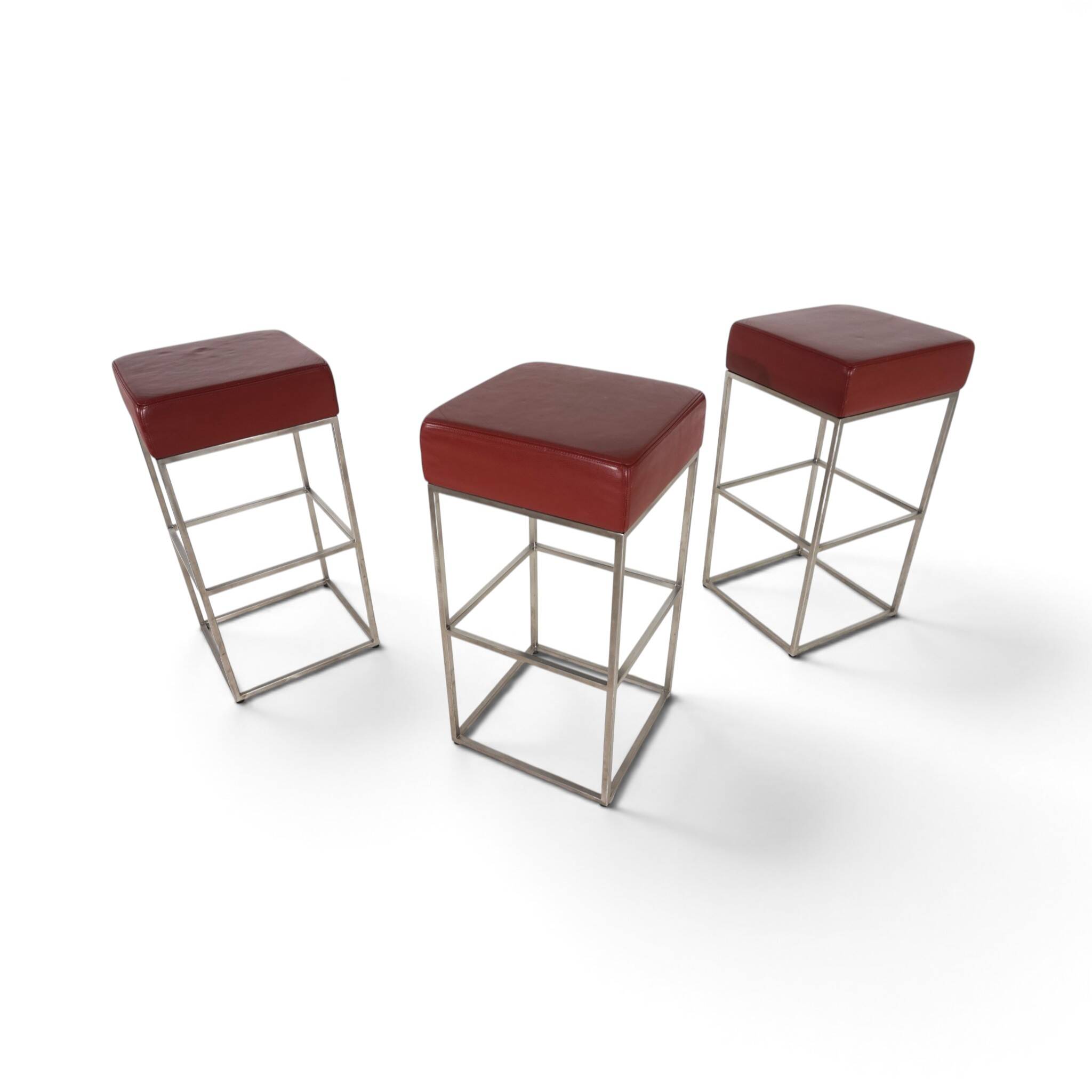 De Sede set of 3 DS 218/55 leather bar stools by Paolo Piva, 2000