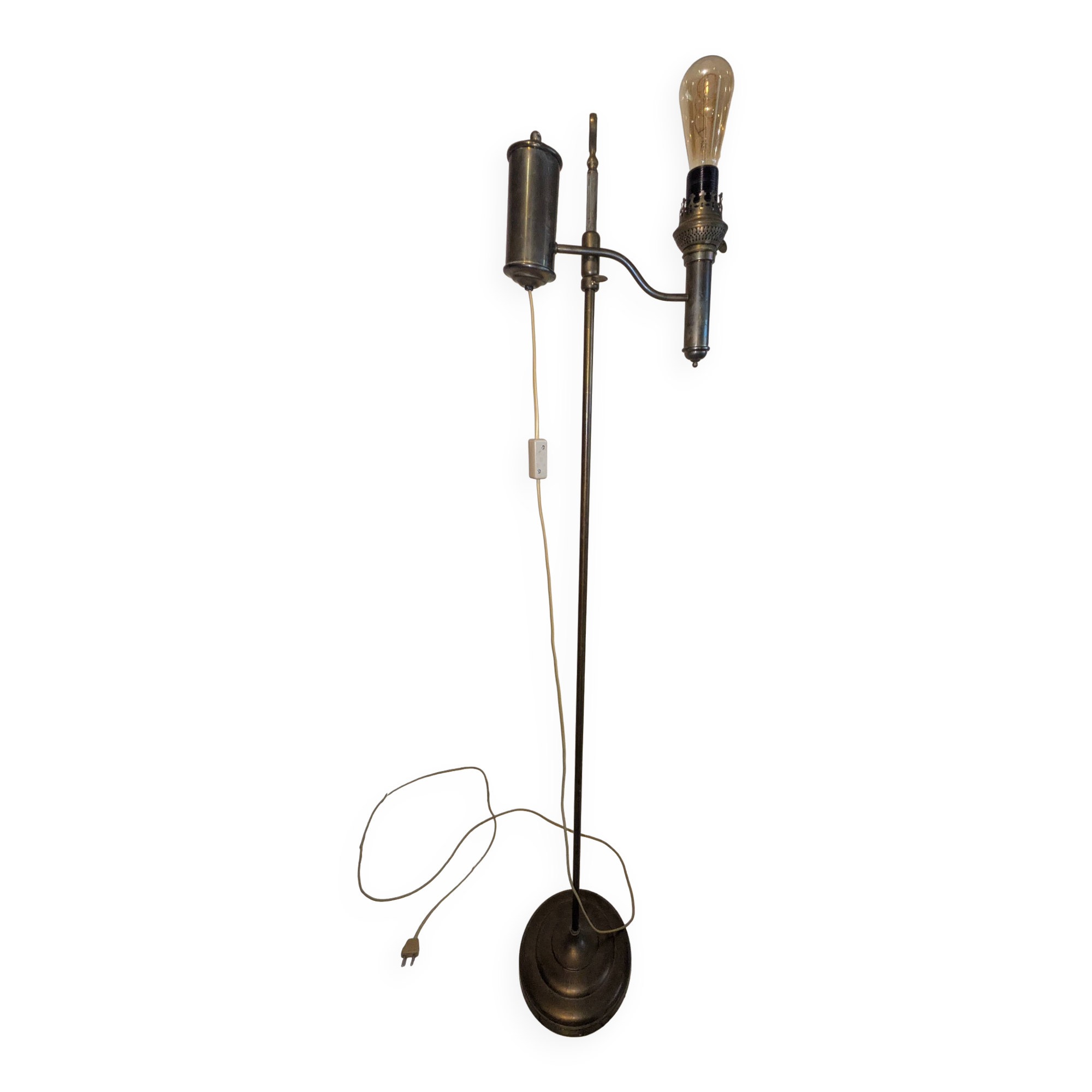 19th Century reading floor lamp - Wild & Wessel burner in solid brass