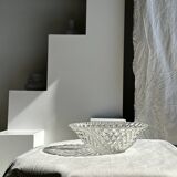 Large classic diamond-tipped glass salad bowl