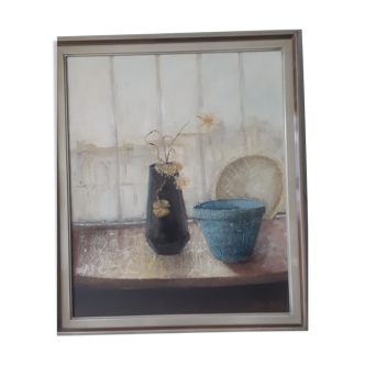 Still life in wicker chair