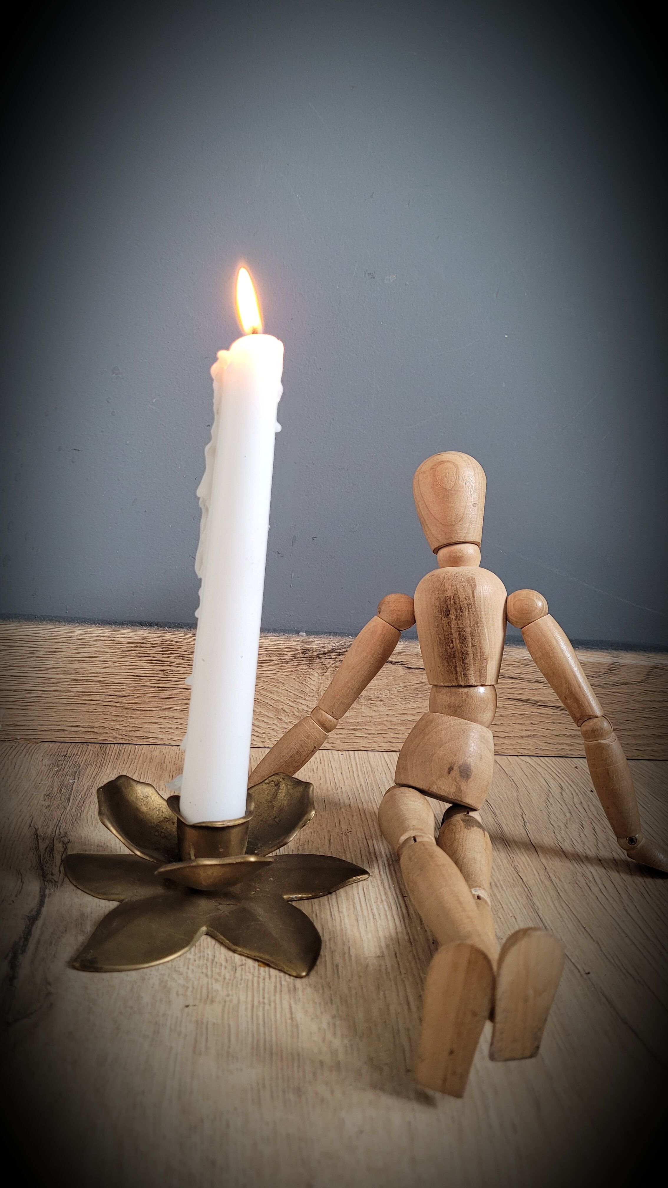 Brass flower candlestick