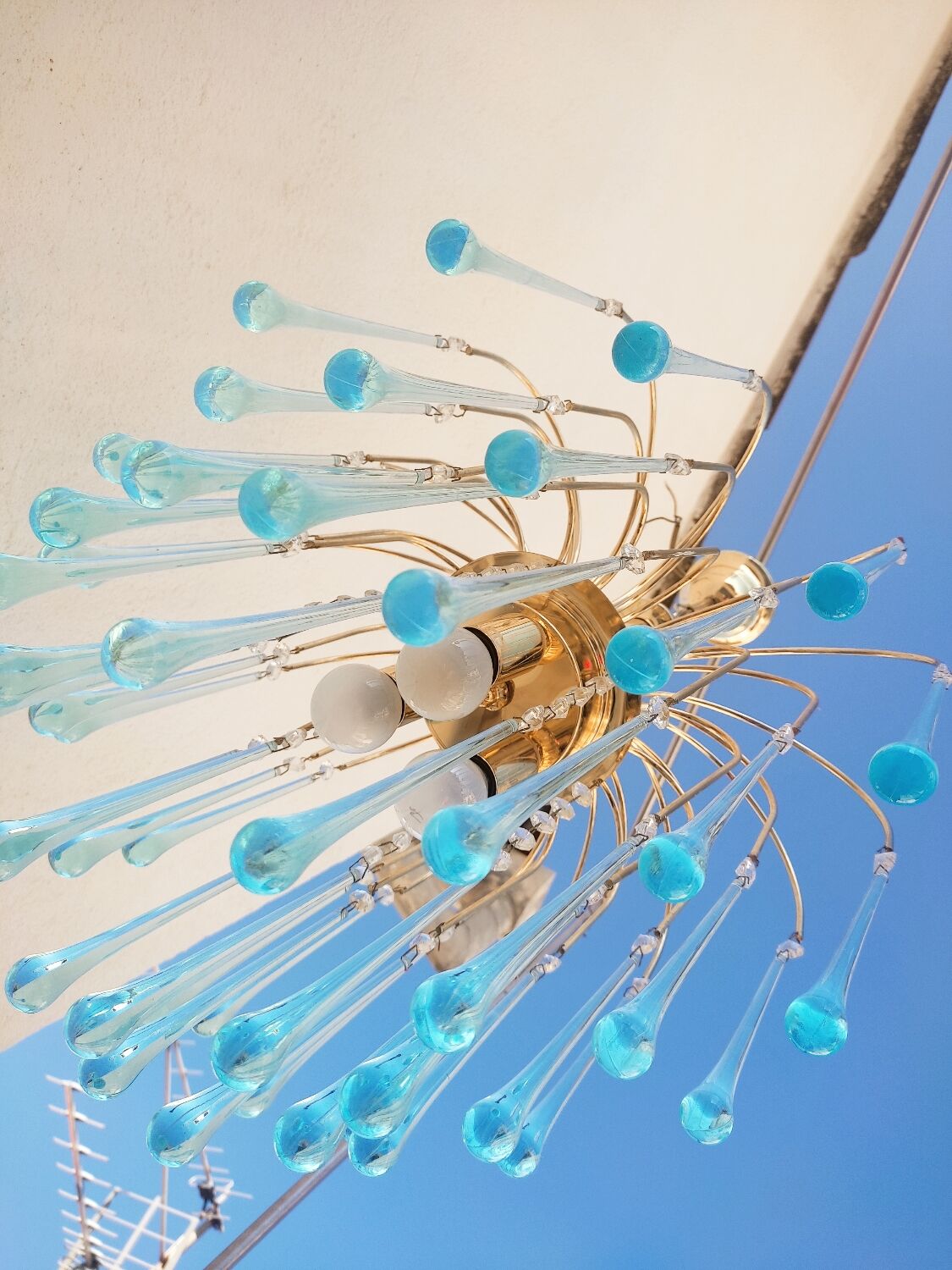 Blue drop tassel chandelier