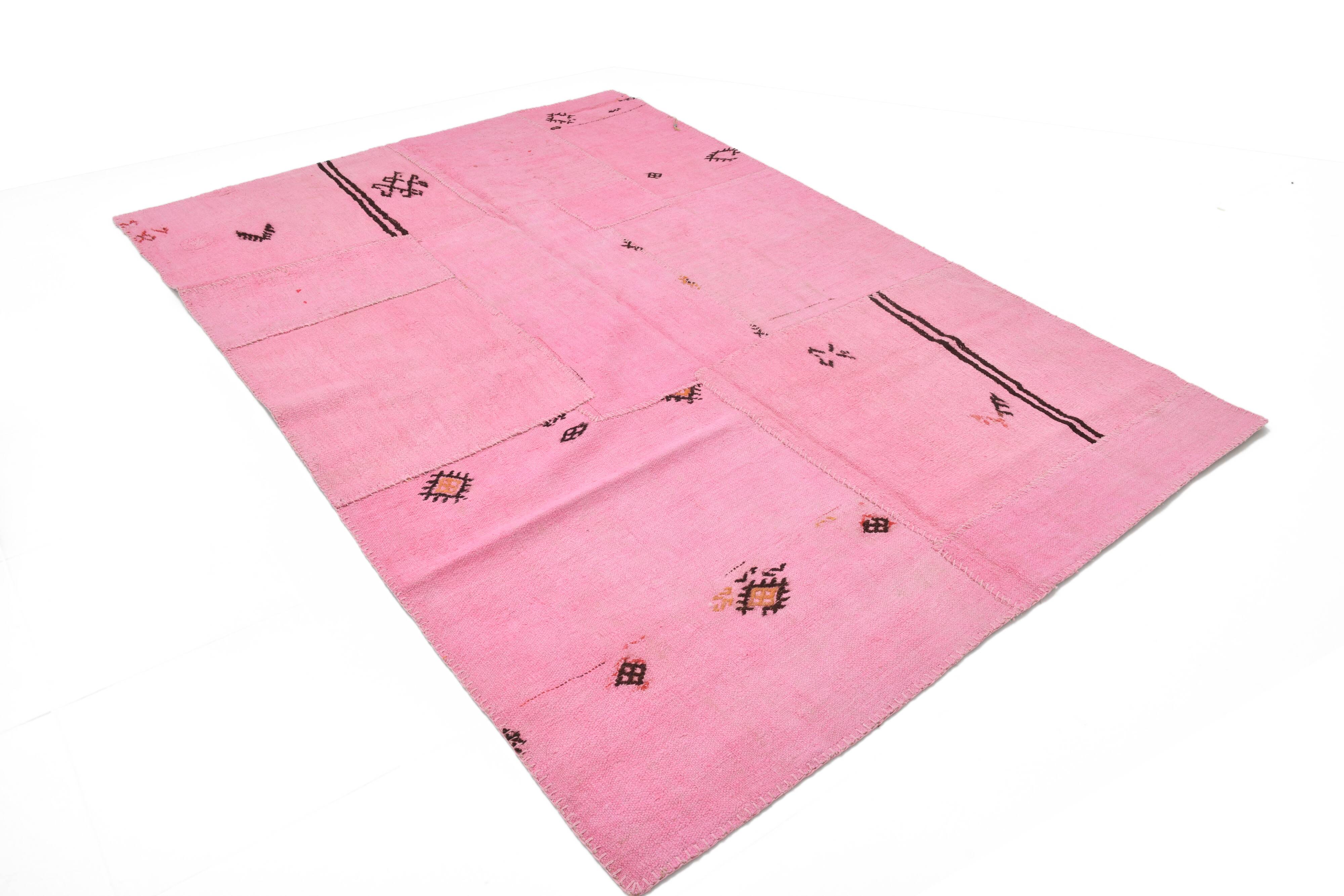 6x8  Pink Turkish Kilim Rug, 178x254Cm