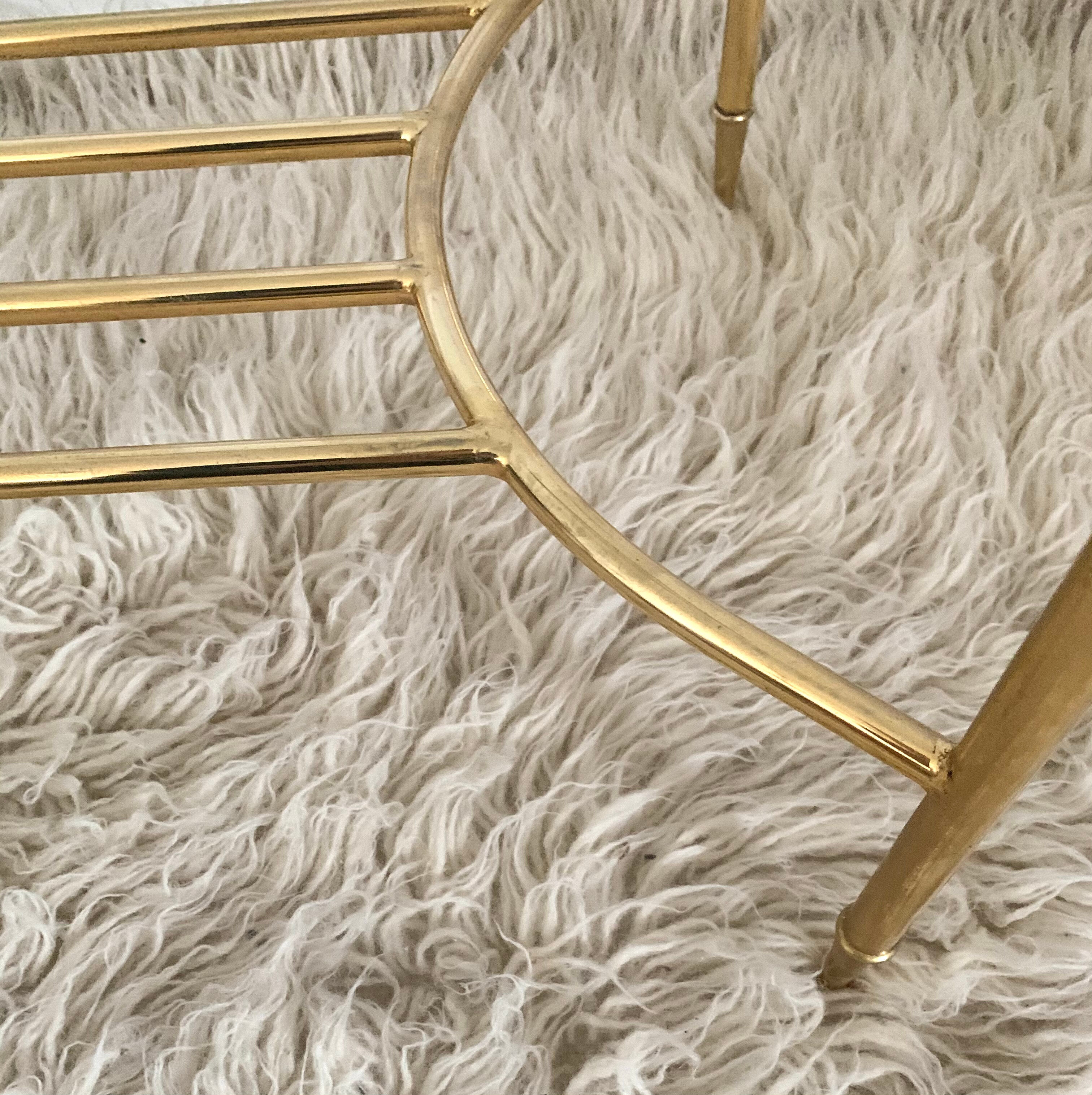 Table coffee glass and gold metal 1980