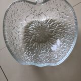 Saladier et 6 ramequins pomme en verre cisele Vintage