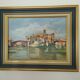 Oil painting on canvas - View of Tiber Island (Rome) - Corot style