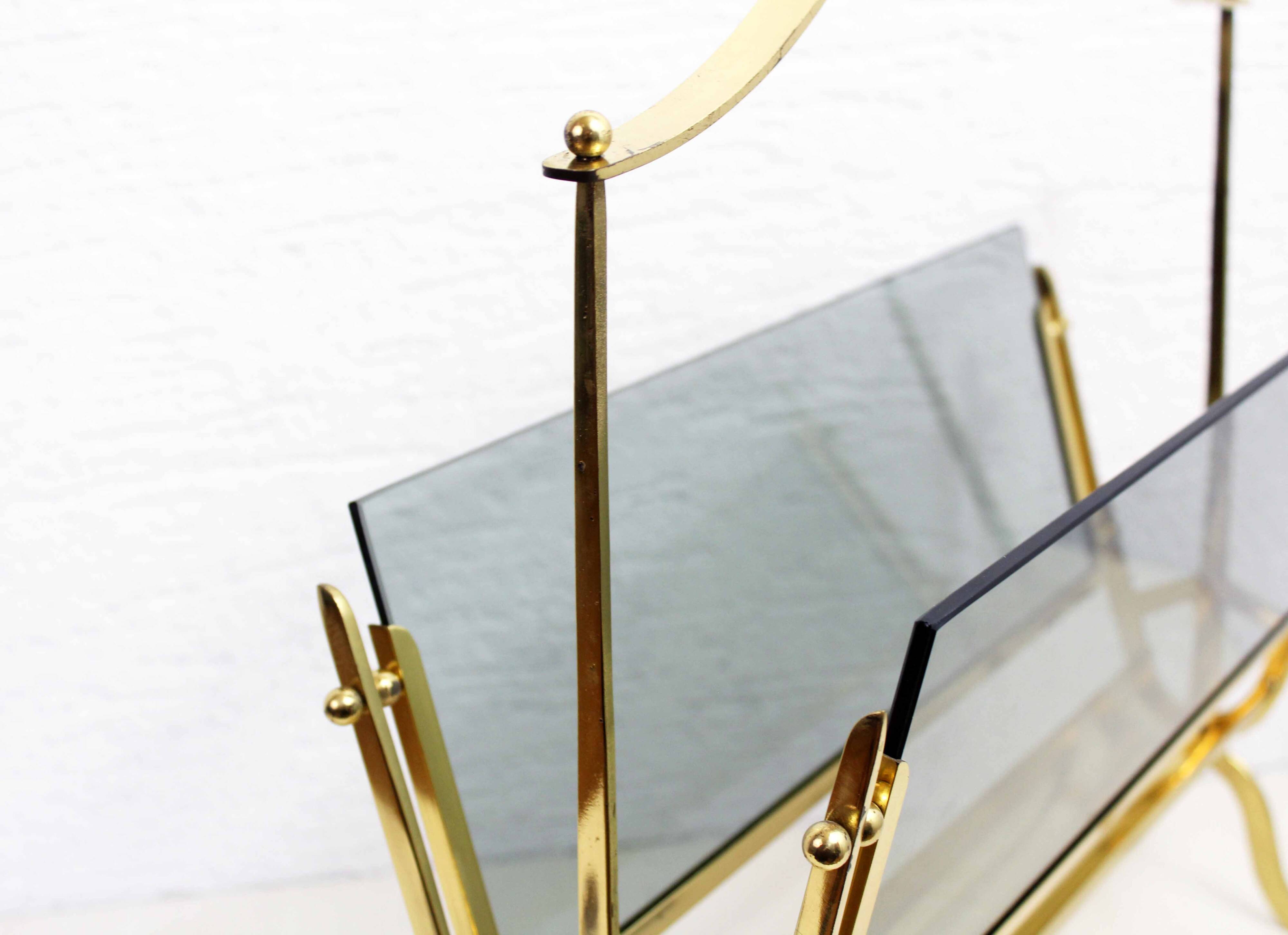 Glass and brass magazine rack, 1970s