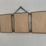 Vintage mirror 1900 triptych barber dressing table brass - 27 x 70 cm