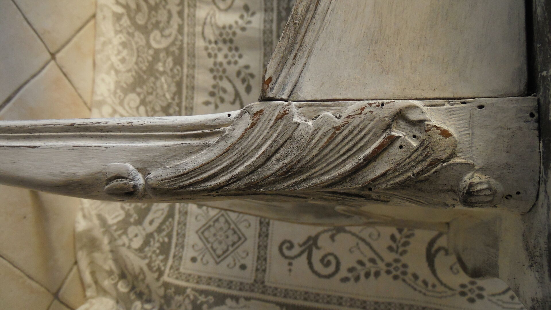 Former white grey patina hairdresser mirror table 2 Shabby chic drawer