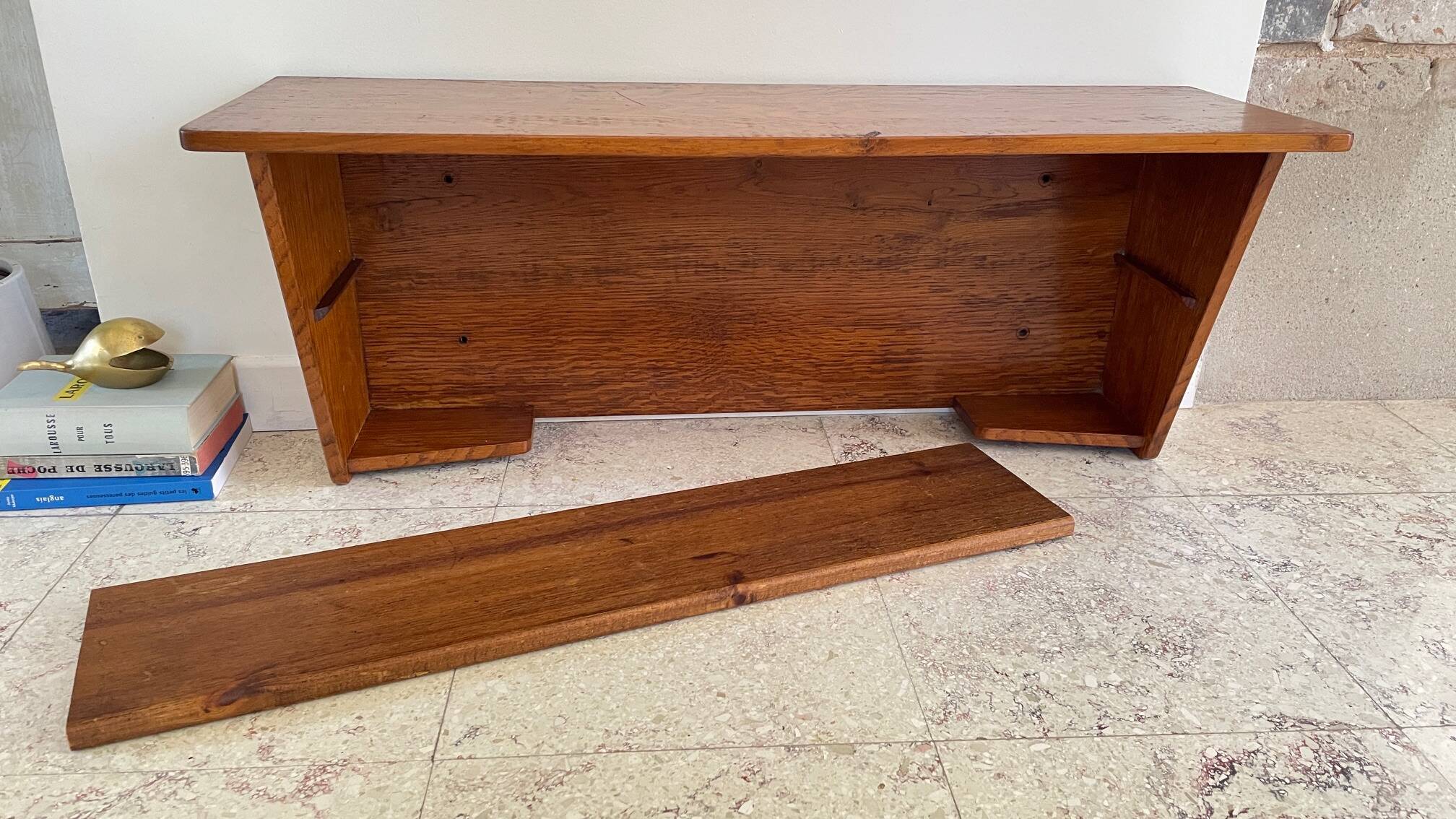 Geometric Wall Shelf Solid Oak Vintage