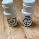 Opaline apothecary pots