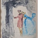 Georges Villa (1883-1965) - Colour lithograph - Gallant scene