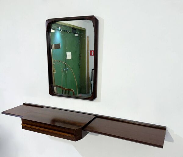 Console murale moderne du milieu du siècle avec miroir, Italie, 1960s