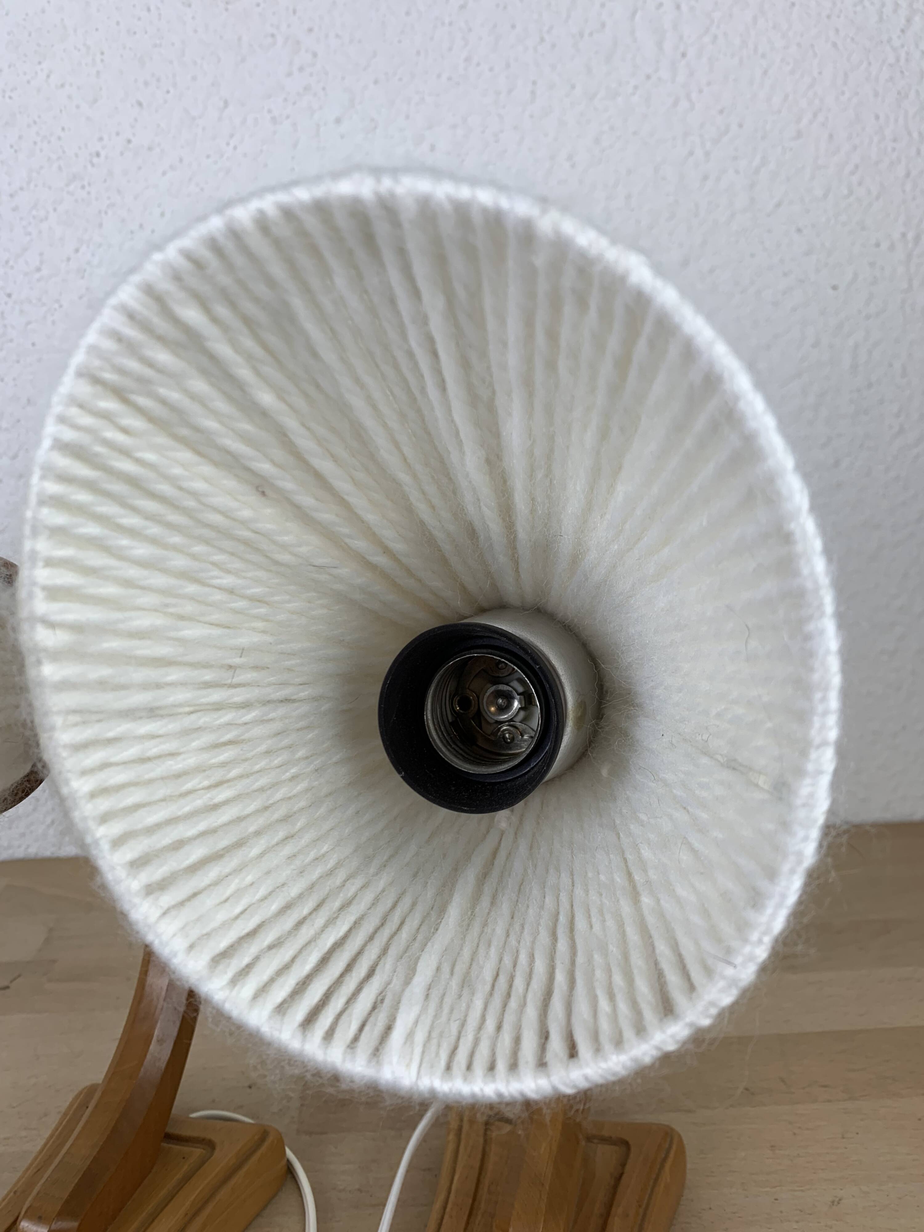 Pair of art deco lamps in curved wood and wool