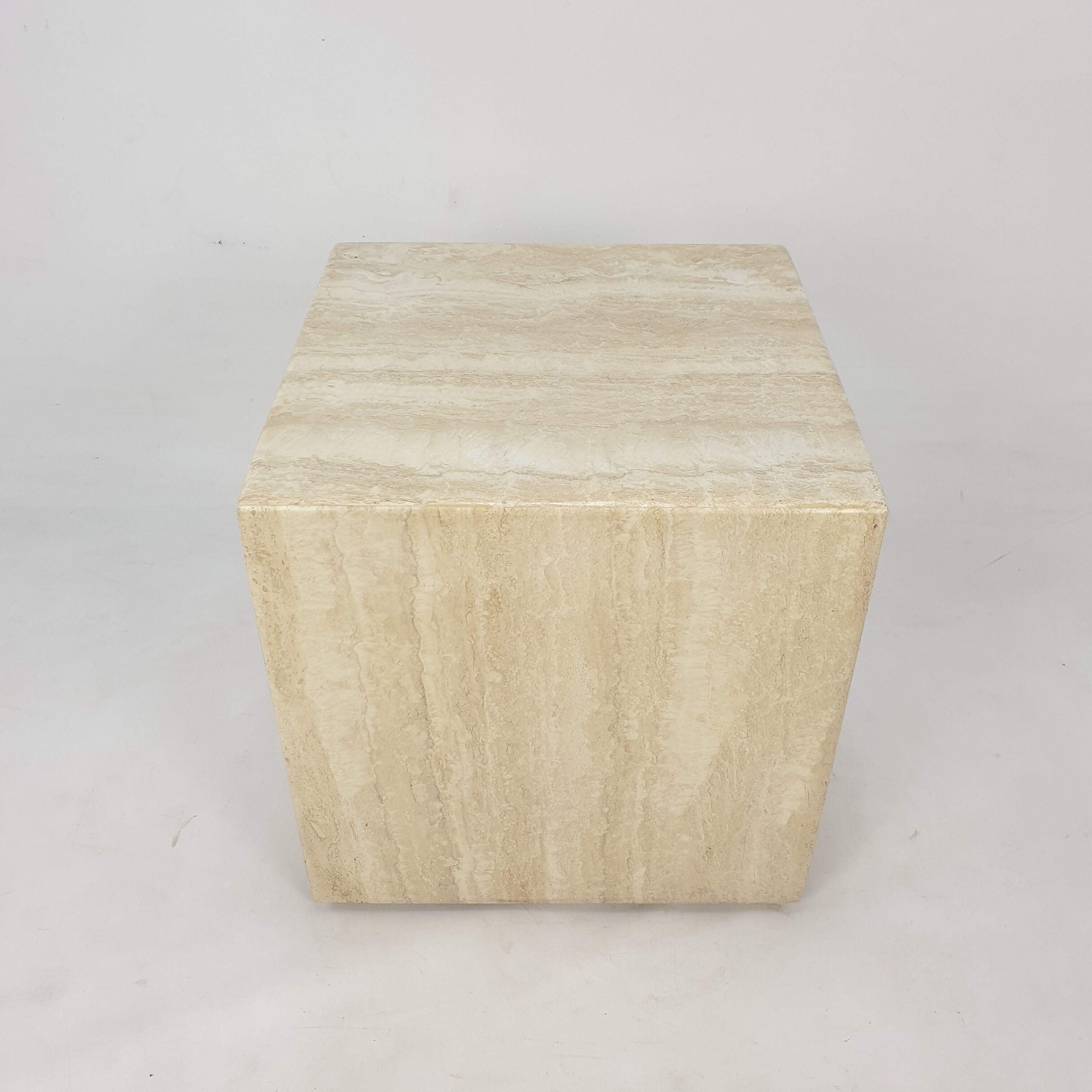 Italian Travertine Side Table, 1980's