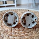 Set of 2 old two-way switches, porcelain and plastic, 50s/60s