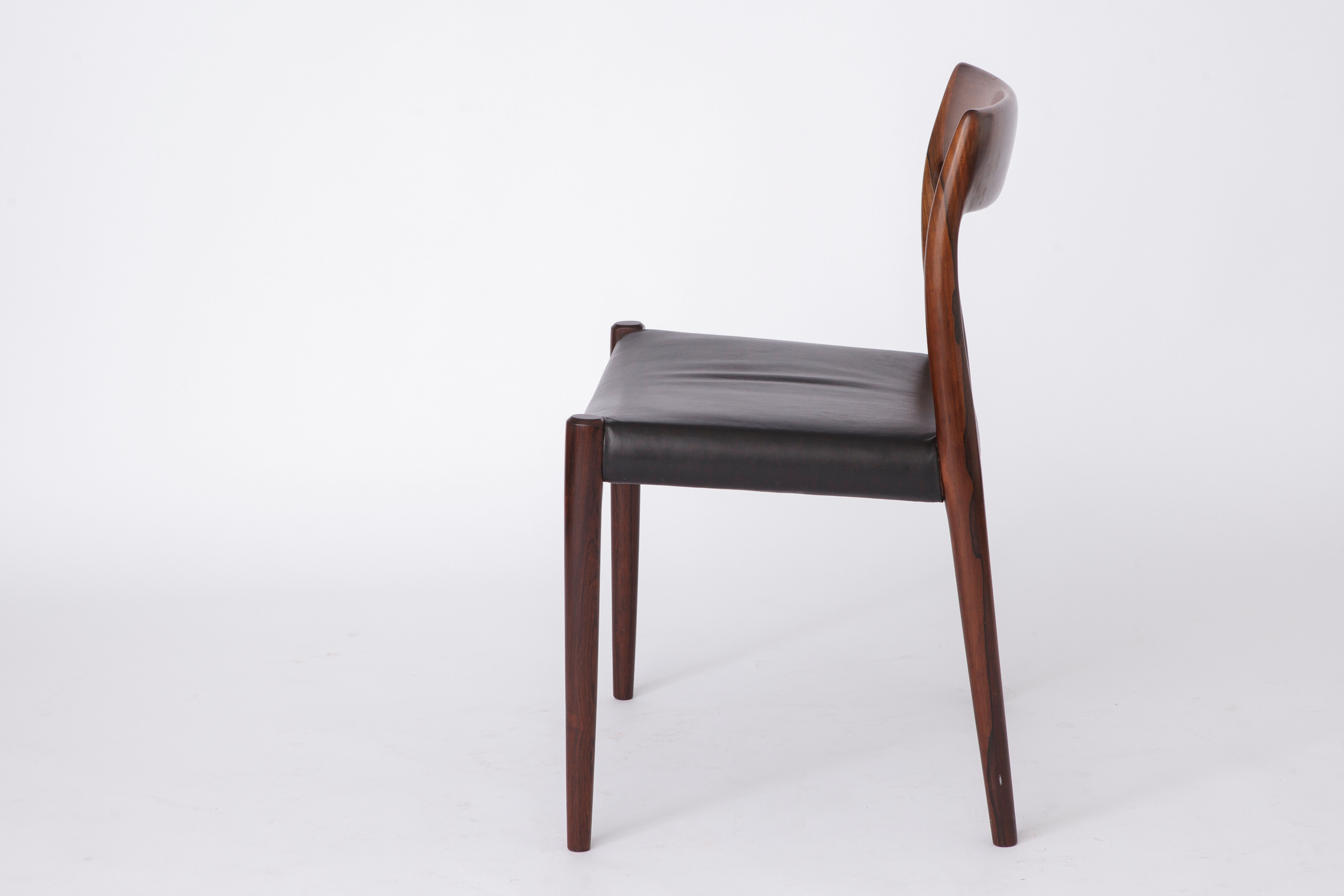 Mid century Rosewood dining chair with leather seat by Niels O. Møller for J.L. Moller