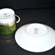Antique Limoges porcelain litron cup - green décor and golden frieze