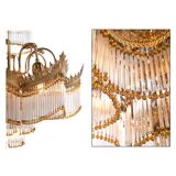 Gilt bronze chandelier with tassels with matching sconces