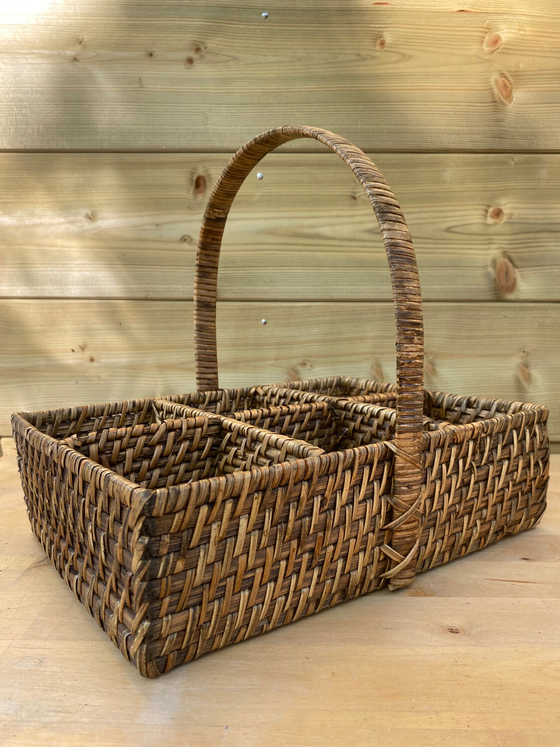Wooden glass basket