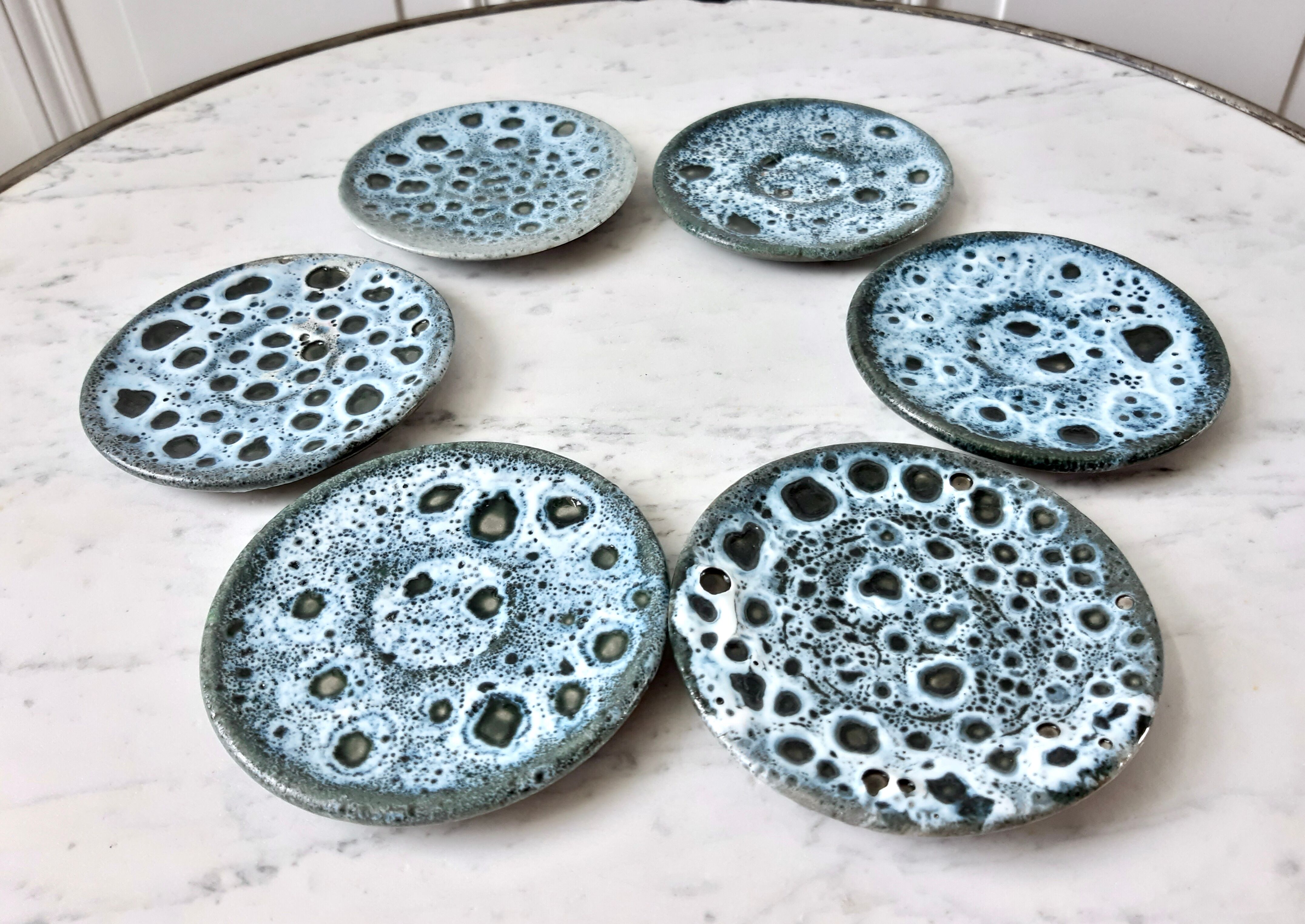 Set of 6 coasters signed Luc Vallauris