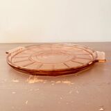 Round pink molded glass tray