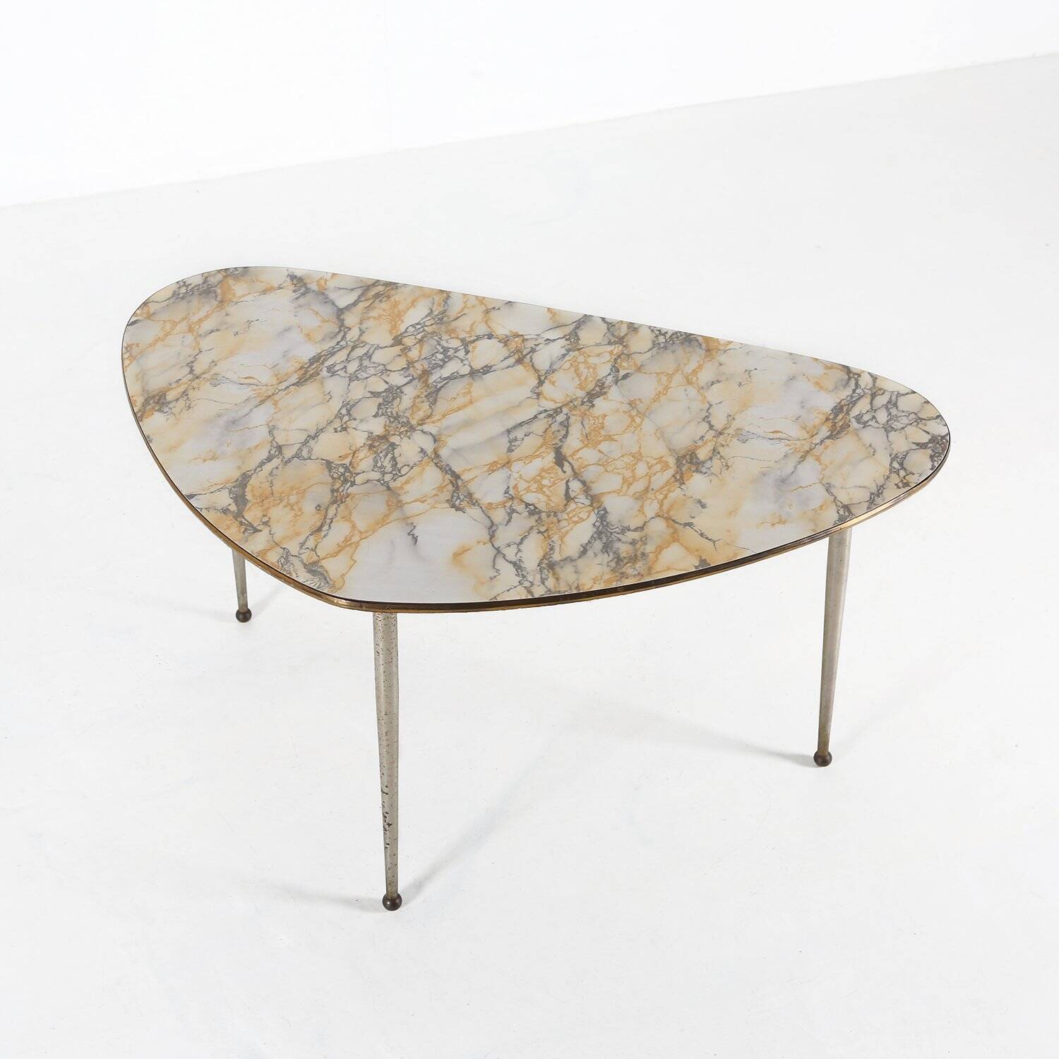 Mid-Century Modern Tripod Coffee Table with Marble Print Top, 1960s